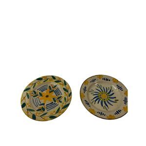 Hand painted pottery 2 dishes plates Portugal V. Lamego Artes. V. Lamego  8" rou